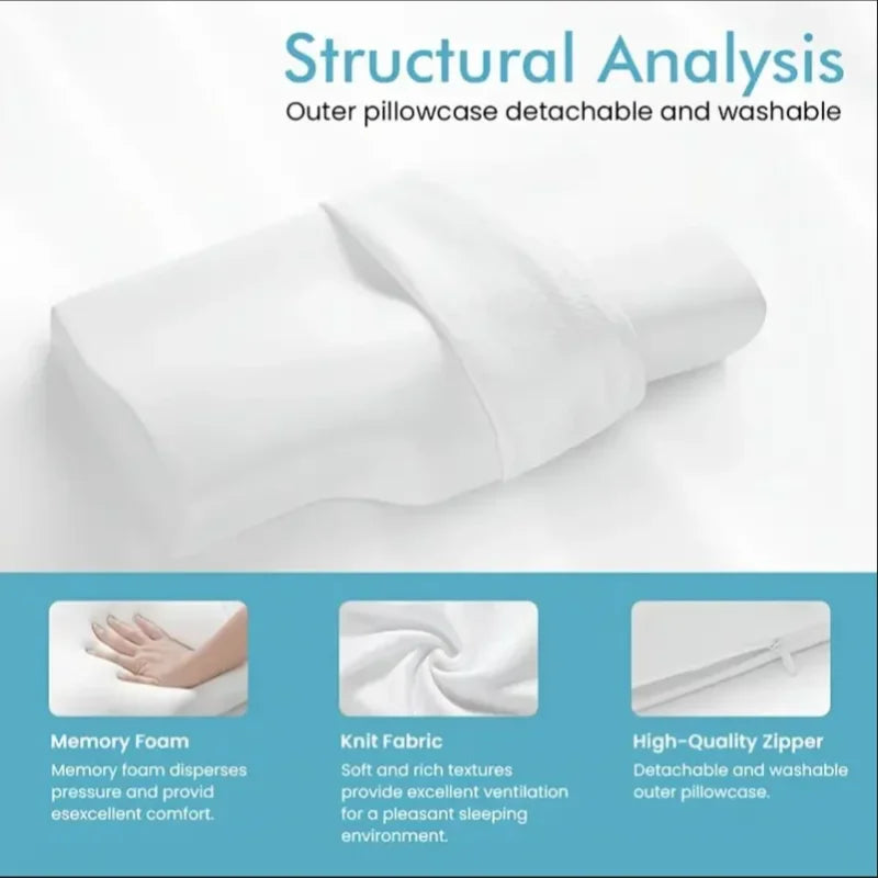 Coussin orthopédique en mousse à mémoire de forme ergonomique pour cervicales - Support de cou et sommeil idéal