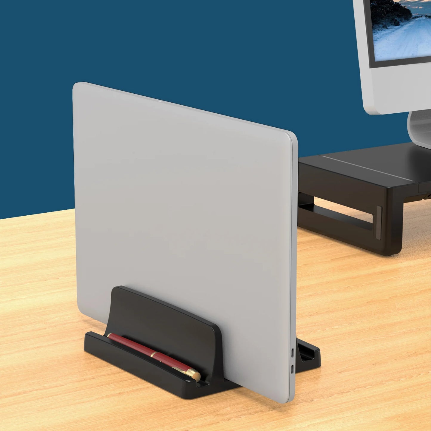 Support vertical universel pour ordinateur portable avec 3 emplacements pour MacBook et tablette