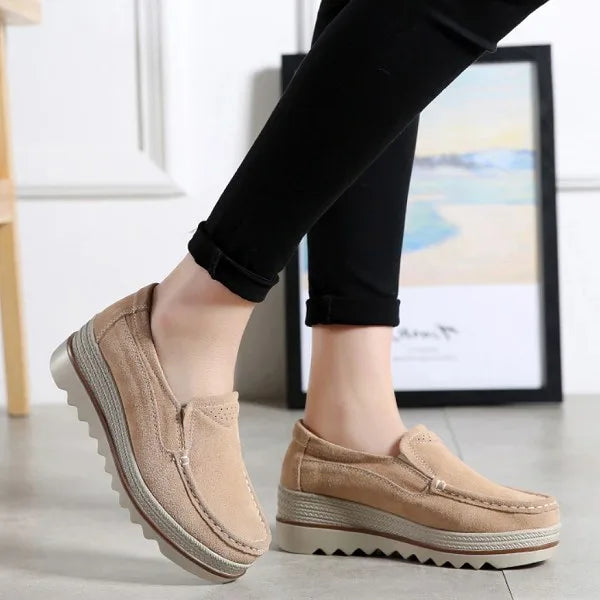 Chaussures orthopédiques pour femmes en cuir suédé pour pieds larges