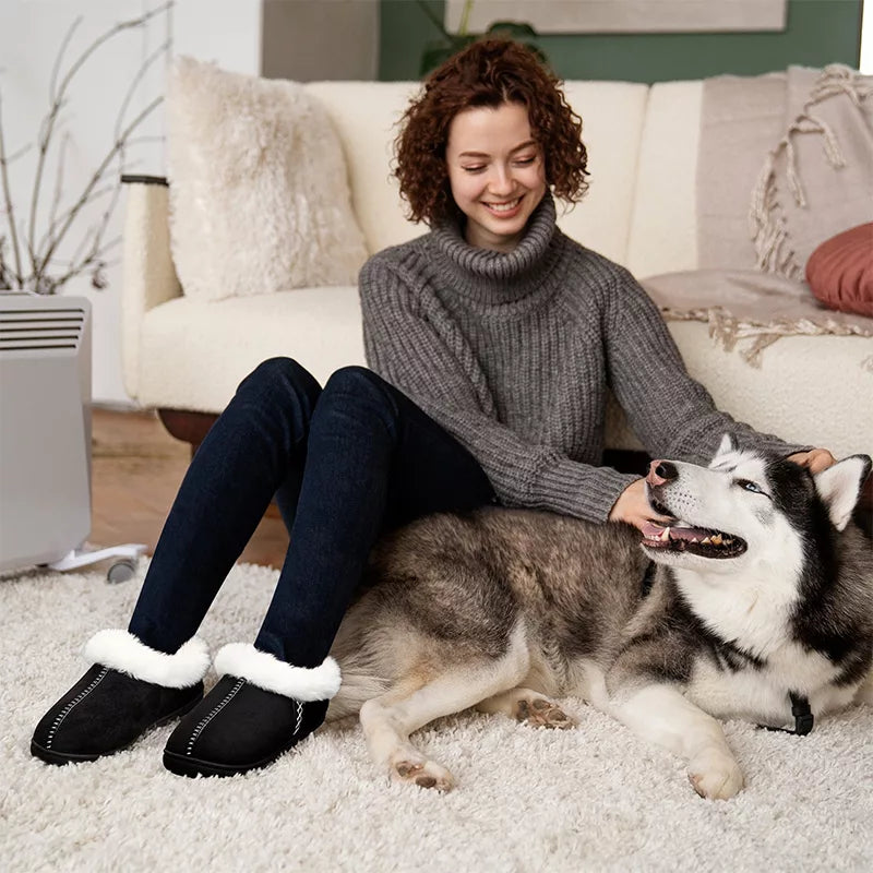 Chaussons d'intérieur en peluche avec semelle épaisse