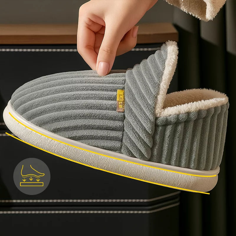 Pantoufles d'hiver fermées avec fourrure et semelle épaisse