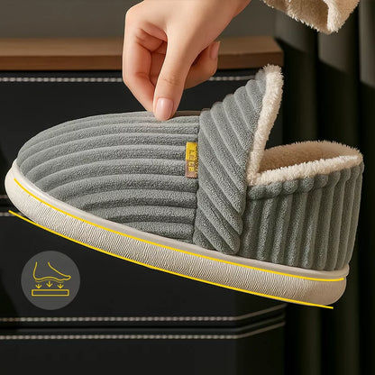 Pantoufles d'hiver fermées avec fourrure et semelle épaisse