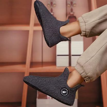 Pantoufles d'hiver en peluche avec bout fermé et semelle antidérapante