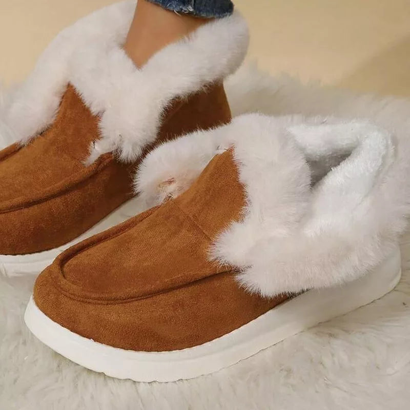 Bottines en daim pour femme doublées pour l'hiver