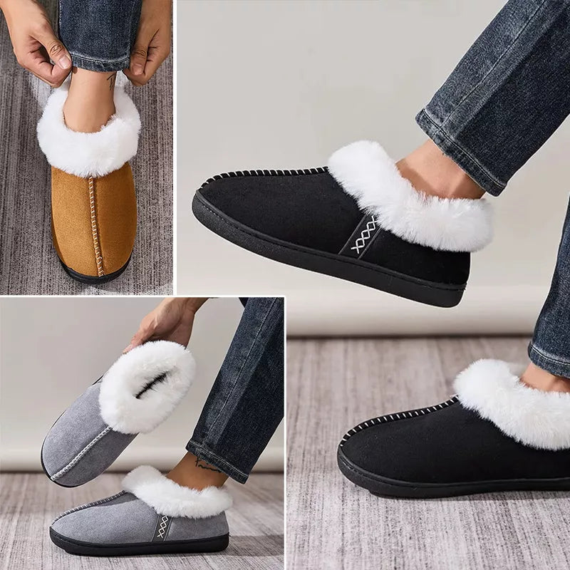 Chaussons d'intérieur en peluche avec semelle épaisse