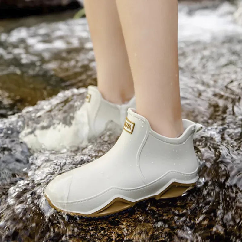 Bottes de pluie à la cheville imperméables antidérapantes femme