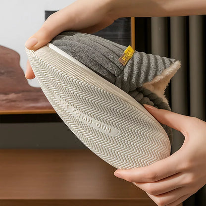 Pantoufles d'hiver fermées avec fourrure et semelle épaisse