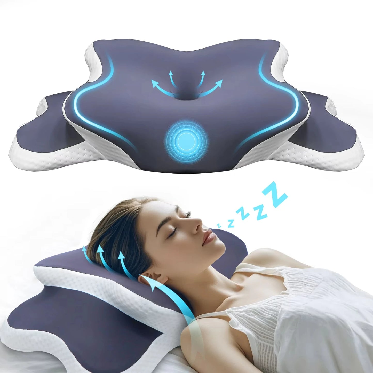 Oreiller cervical ergonomique en mousse à mémoire de forme avec taie d'oreiller réglable en soie
