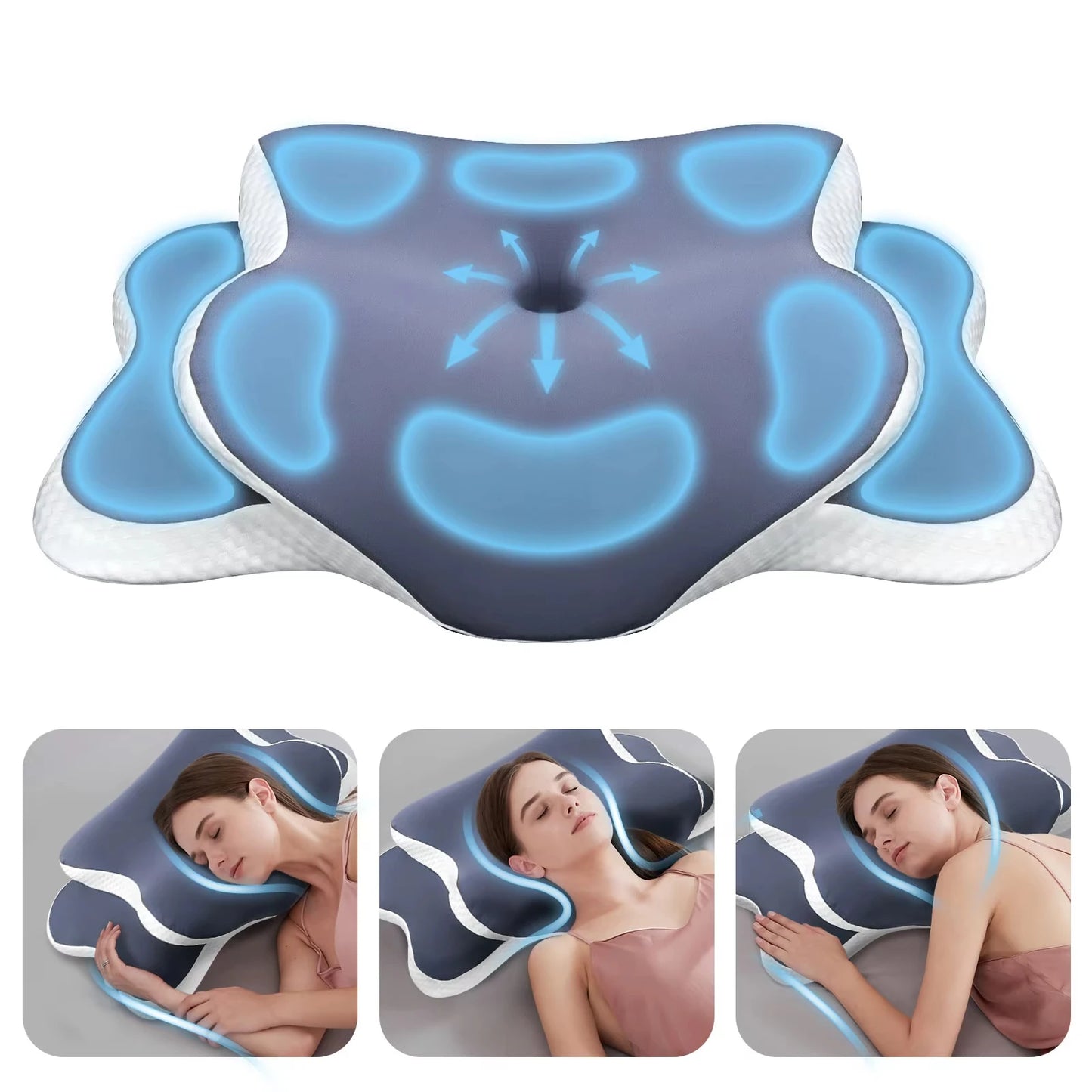 Oreiller cervical ergonomique en mousse à mémoire de forme avec taie d'oreiller réglable en soie