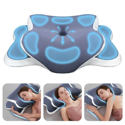 Oreiller cervical ergonomique en mousse à mémoire de forme avec taie d'oreiller réglable en soie