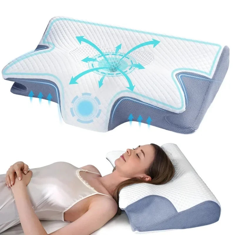 Coussin Cervical Orthopédique Ergonomique en Mousse à Mémoire de Forme Papillon