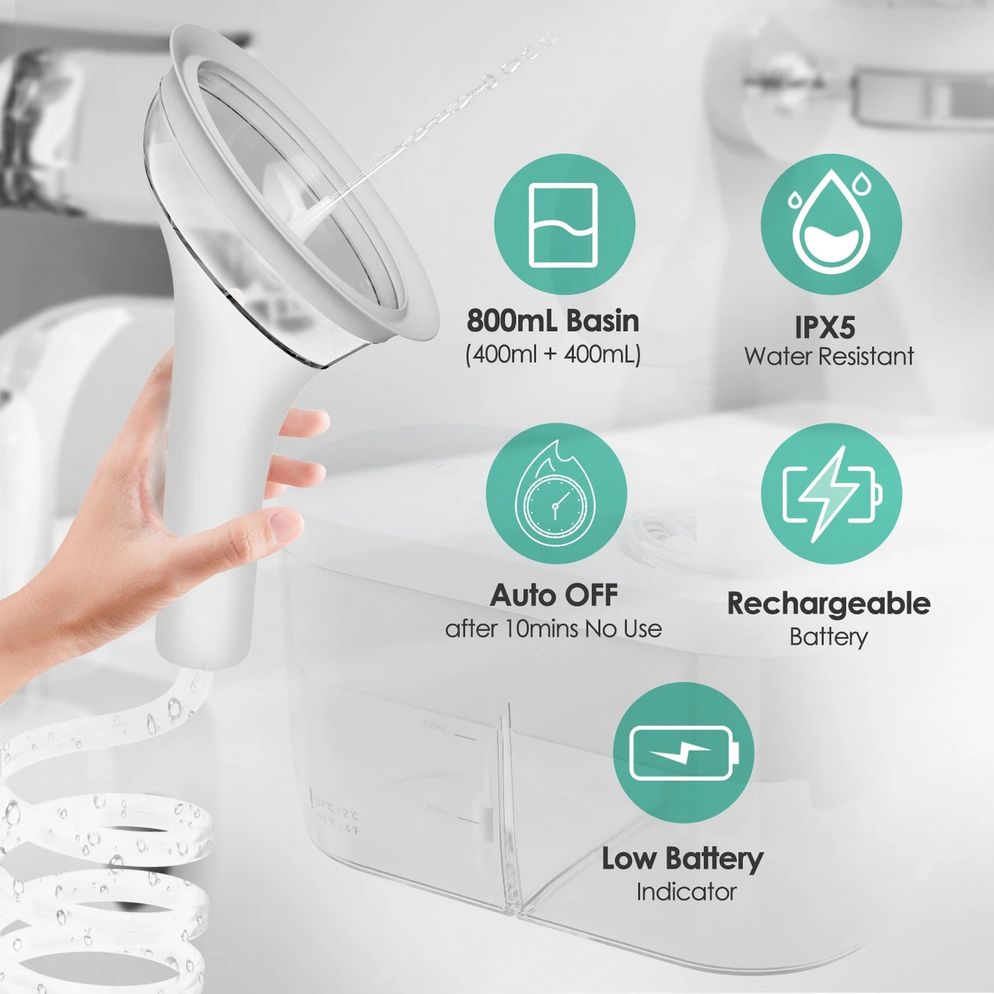 Kit de nettoyage électrique pour oreilles - retrait sécurisé du cérumen, 400 ml, 4 modes