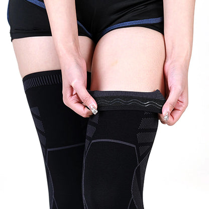 Manchon de Compression pour Jambe Entière avec Support pour Genou - Tissu Respirant et Design Antidérapant, Noir, Tailles M-L-XL