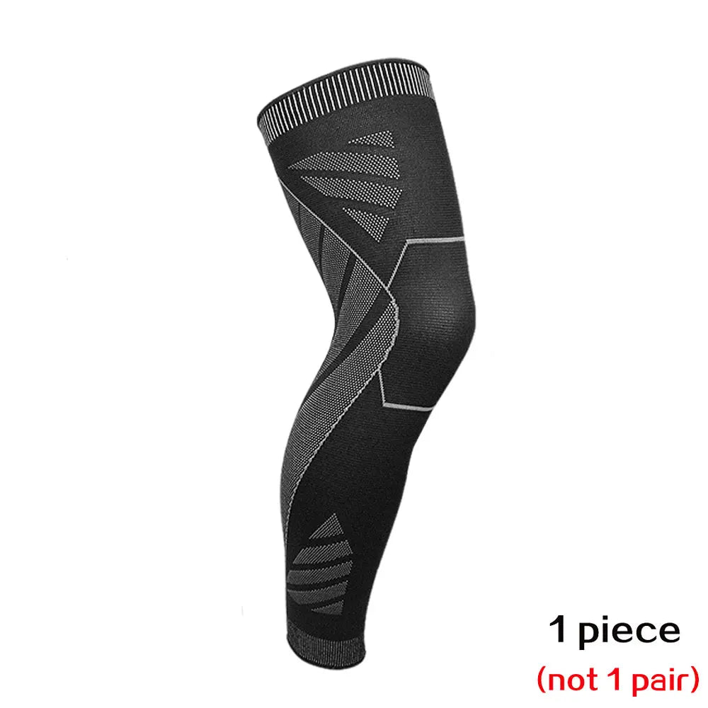 Manchon de Compression pour Jambe Entière avec Support pour Genou - Tissu Respirant et Design Antidérapant, Noir, Tailles M-L-XL