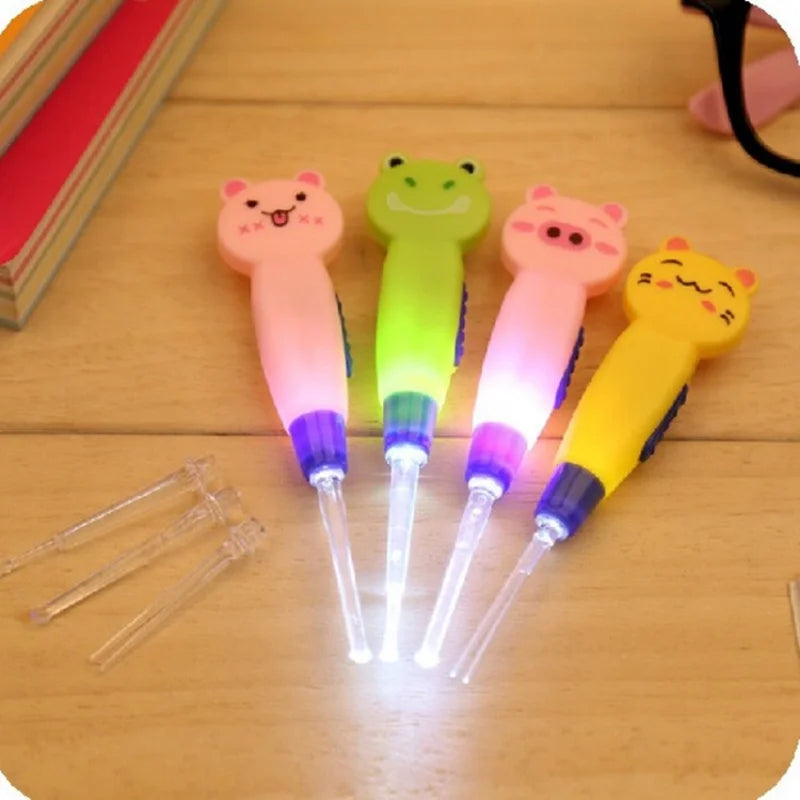 Nettoyeur d'oreilles avec lampe torche LED pour enfants - design amusant et sûr