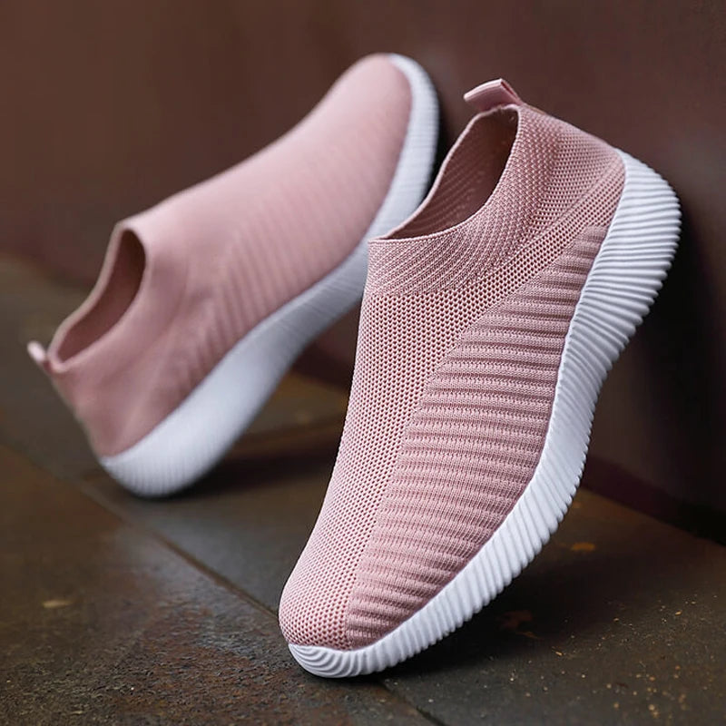 Chaussures pour femme slip-on rose - baskets légères et confortables pour les promenades