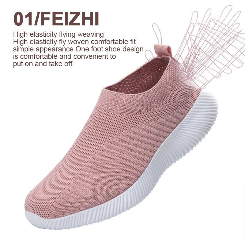Chaussures pour femme slip-on rose - baskets légères et confortables pour les promenades