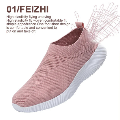 Chaussures pour femme slip-on rose - baskets légères et confortables pour les promenades