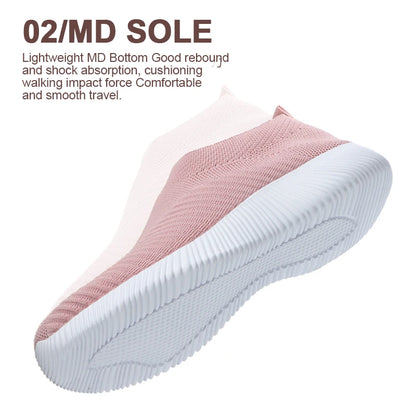 Chaussures pour femme slip-on rose - baskets légères et confortables pour les promenades