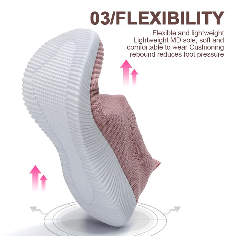 Chaussures pour femme slip-on rose - baskets légères et confortables pour les promenades