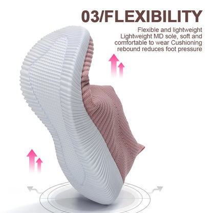 Chaussures pour femme slip-on rose - baskets légères et confortables pour les promenades