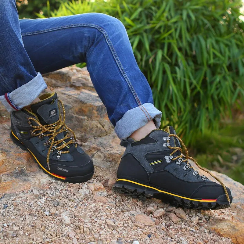 Chaussures de Trekking Homme - Bottes de Montagne en Cuir pour Randonnée et Alpinisme