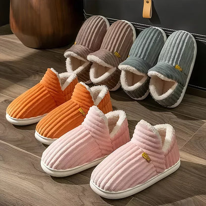 Pantoufles d'hiver fermées avec fourrure et semelle épaisse