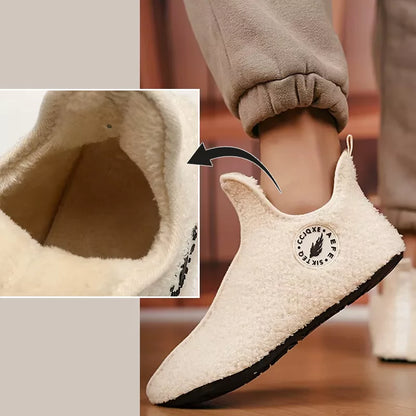 Pantoufles d'hiver en peluche avec bout fermé et semelle antidérapante