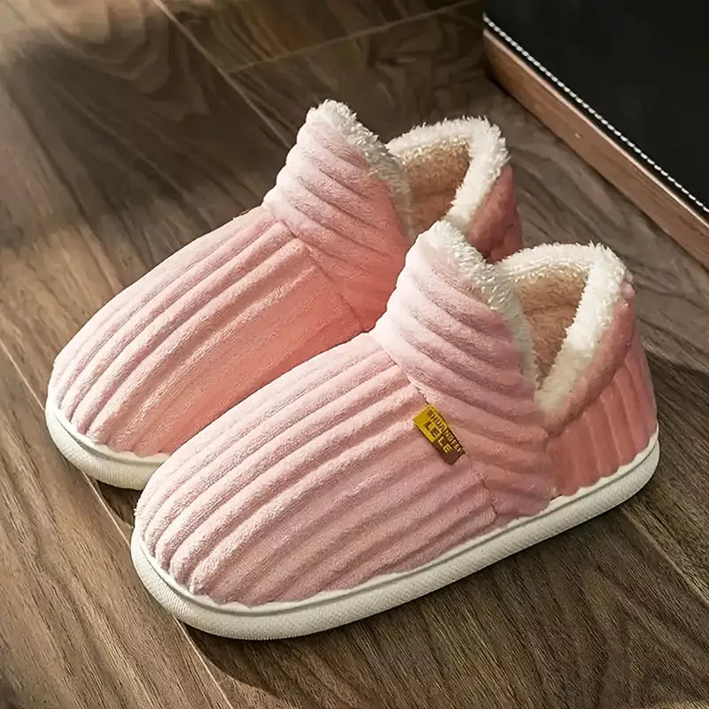 Pantoufles d'hiver fermées avec fourrure et semelle épaisse
