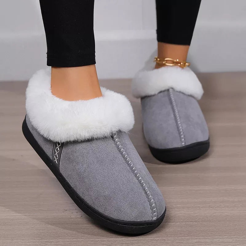 Chaussons d'intérieur en peluche avec semelle épaisse