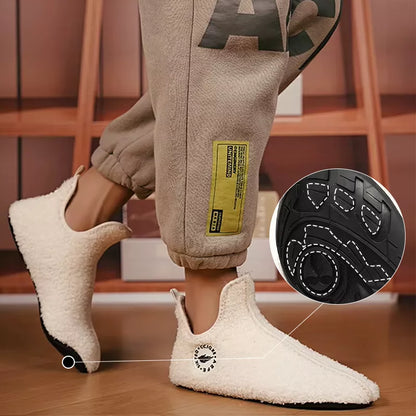 Pantoufles d'hiver en peluche avec bout fermé et semelle antidérapante