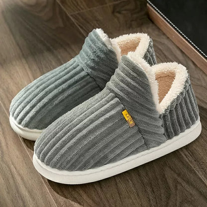 Pantoufles d'hiver fermées avec fourrure et semelle épaisse