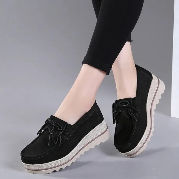 Chaussures orthopédiques pour femmes en cuir suédé pour pieds larges