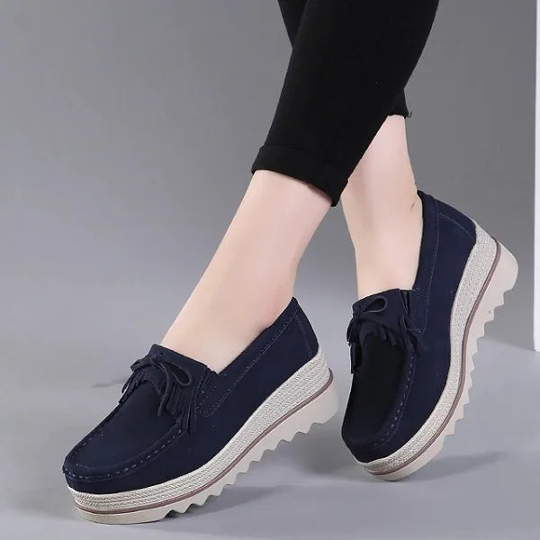 Chaussures orthopédiques pour femmes en cuir suédé pour pieds larges