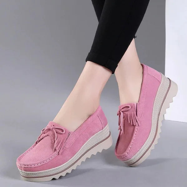 Chaussures orthopédiques pour femmes en cuir suédé pour pieds larges