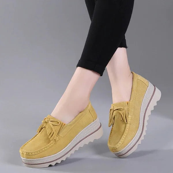 Chaussures orthopédiques pour femmes en cuir suédé pour pieds larges